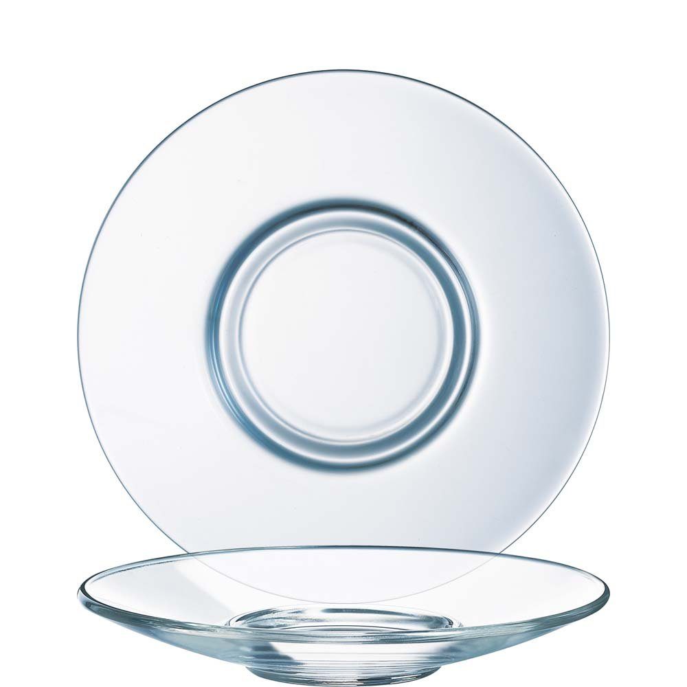 Arcoroc Tasse Voluto, Glas gehärtet, Untertasse Glas gehärtet transparent 6 Stück
