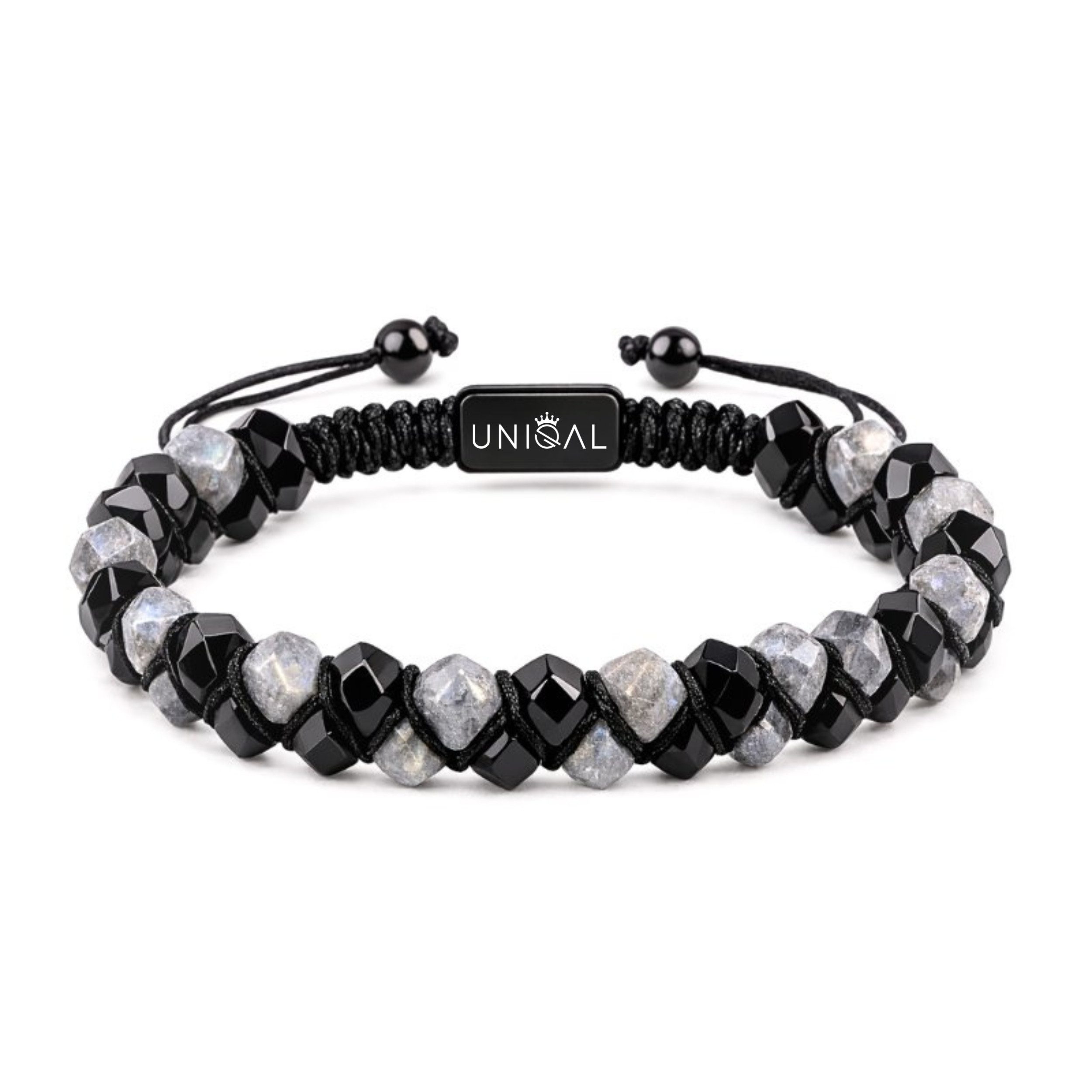 UNIQAL.de Perlenarmband Naturstein Turmalin facettiert (Unisex-Armband mit verstellbarer Makramé-Schließe, Echte Steinperlen, präzise geschliffen, handgefertigt), Verkauf & Versand durch deutschen Händler