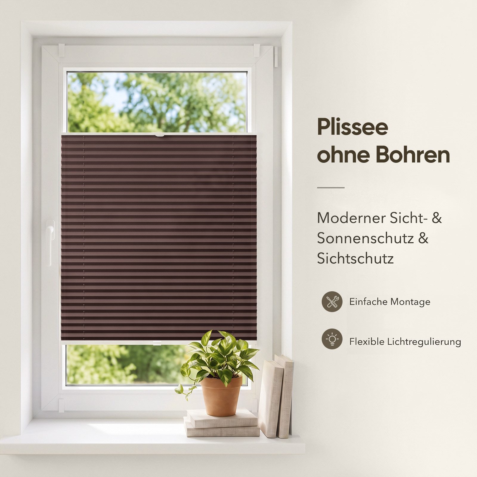 Sekey Plissee Plissee ohne Bohren Klemmfix verspannt für Fenster & Tür Lichtschutz, blickdicht, Klemmfix Montage ohne Bohren, Klemmfix, Faltenstore Klemmfix Lic – Bild 2 von 5