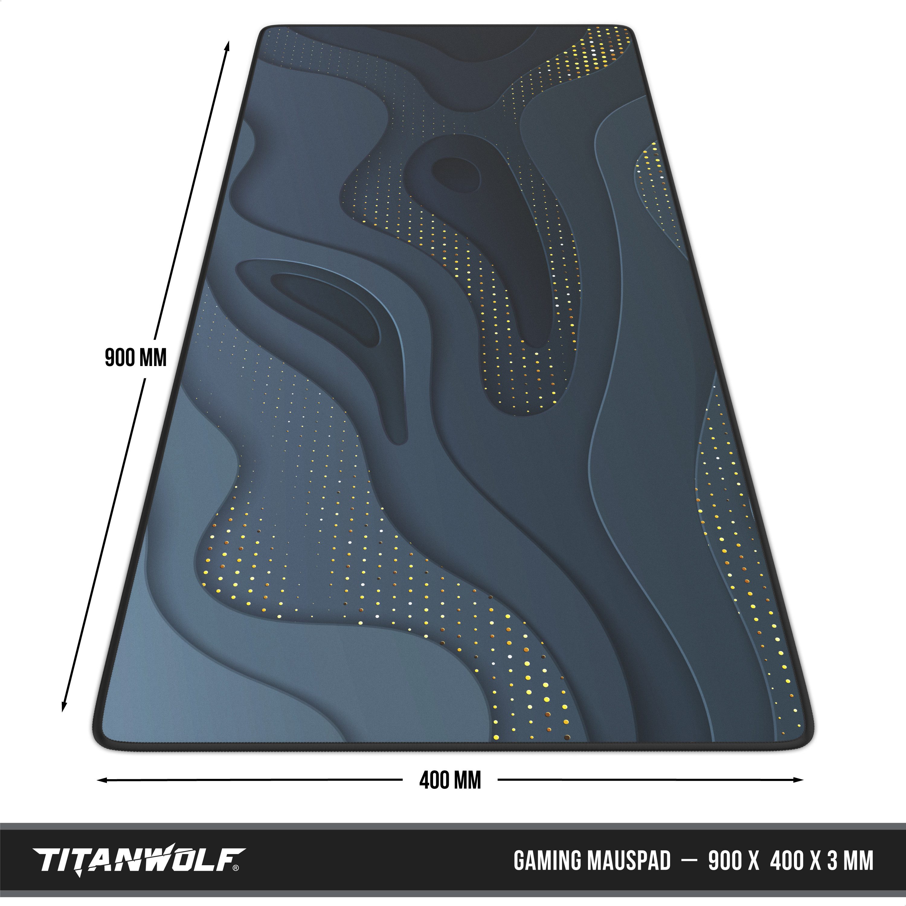 Titanwolf Gaming Mauspad XXL Speed Mousepad 900 x 400 x 3 mm, Schreibtischauflage, abwaschbar (1-St), rutschfeste Rückseite, Geschwindigkeit & Präzision, Abstra – Bild 2 von 5
