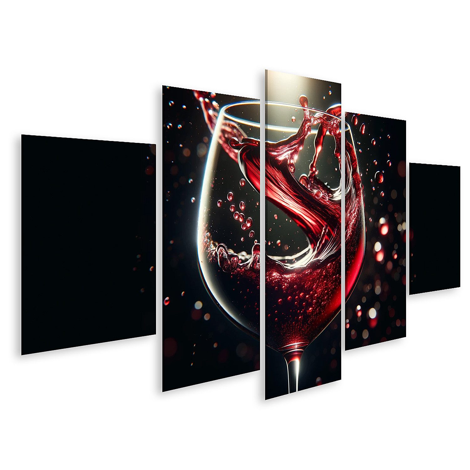 Leinwandbild Rotwein geschwenkt klares Glas Nahaufnahme