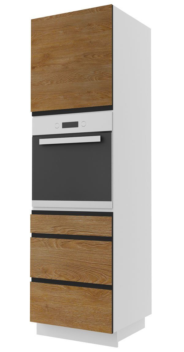 Feldmann-Wohnen Backofenumbauschrank Treviso (1-St) 60x56,5x207cm grifflos lava - Pembroke-schwarz (TR-D14/RU/3A)