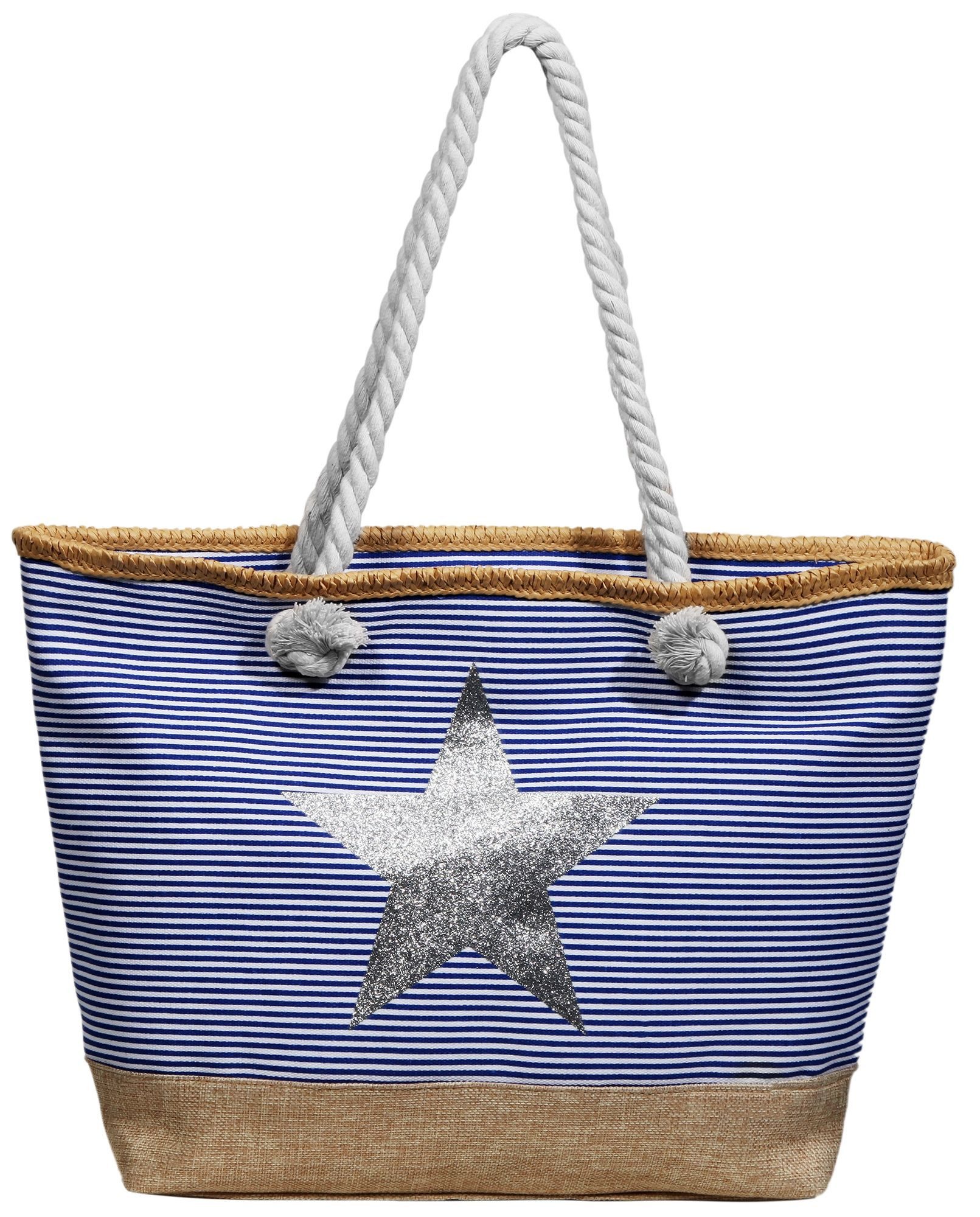 Henkeltasche Damen Textil Stern - XXL Strandtasche Shopper