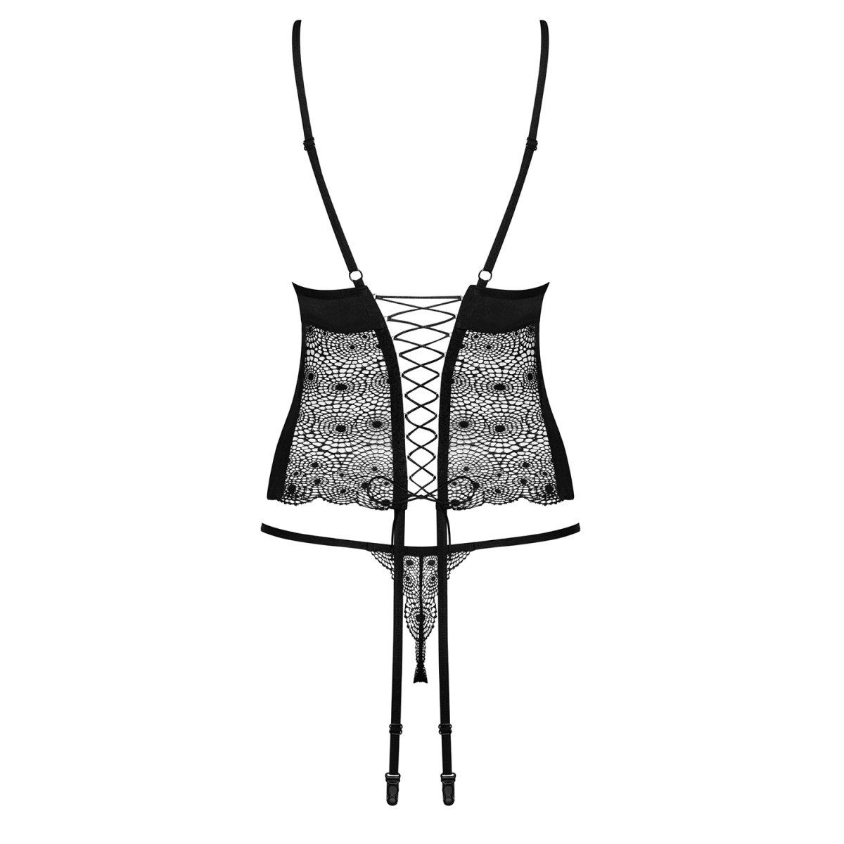 & (L/XL,S/M) OB - corset Sharlotte Obsessive Corsage black thong