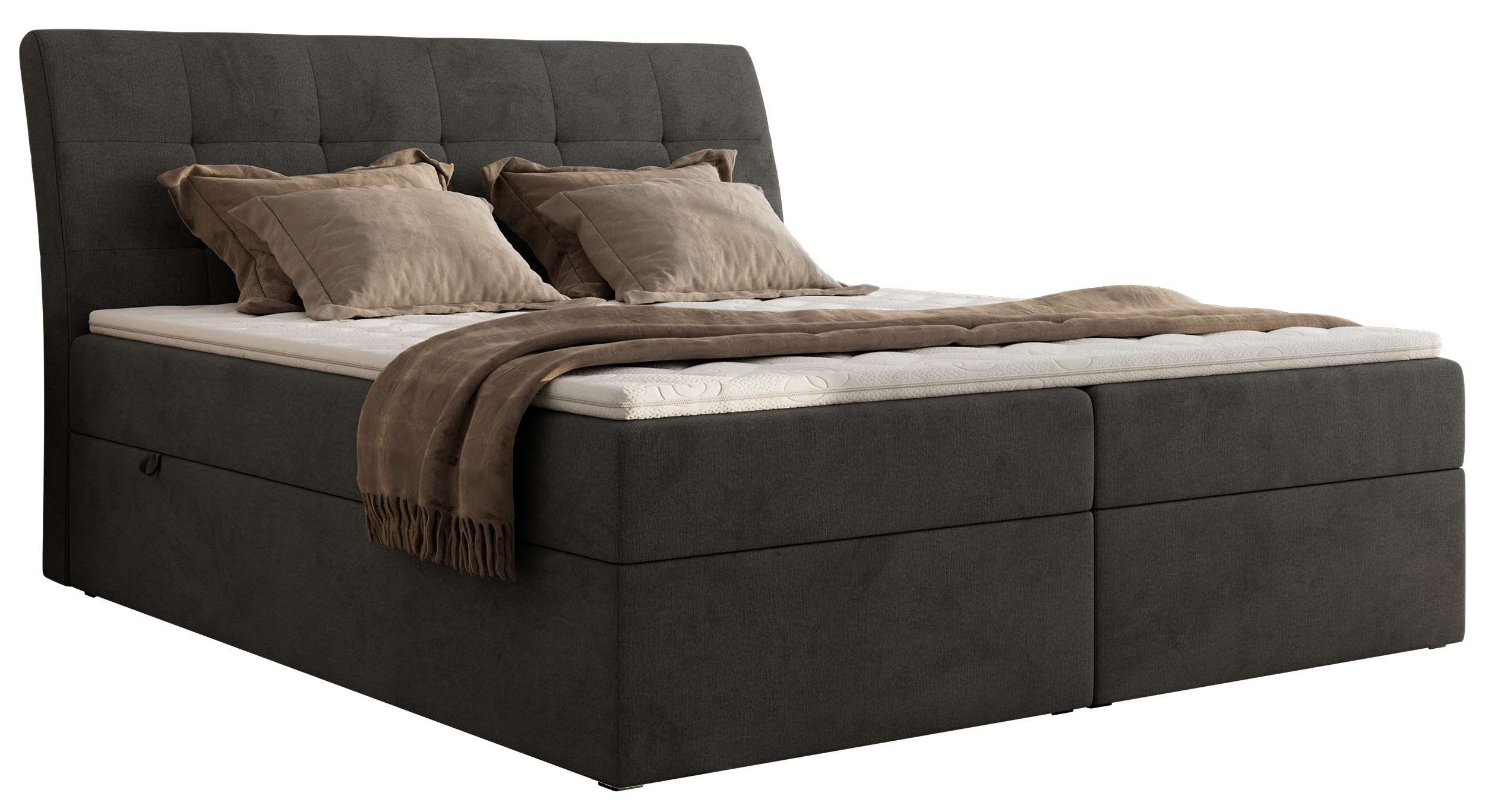 MKS MÖBEL Boxspringbett DAGOS (Set, Topper T25/Visco, Doppelbett), Bett mit Bettkasten und Kopfteil, Polsterbett, Multipocket-Matratzen