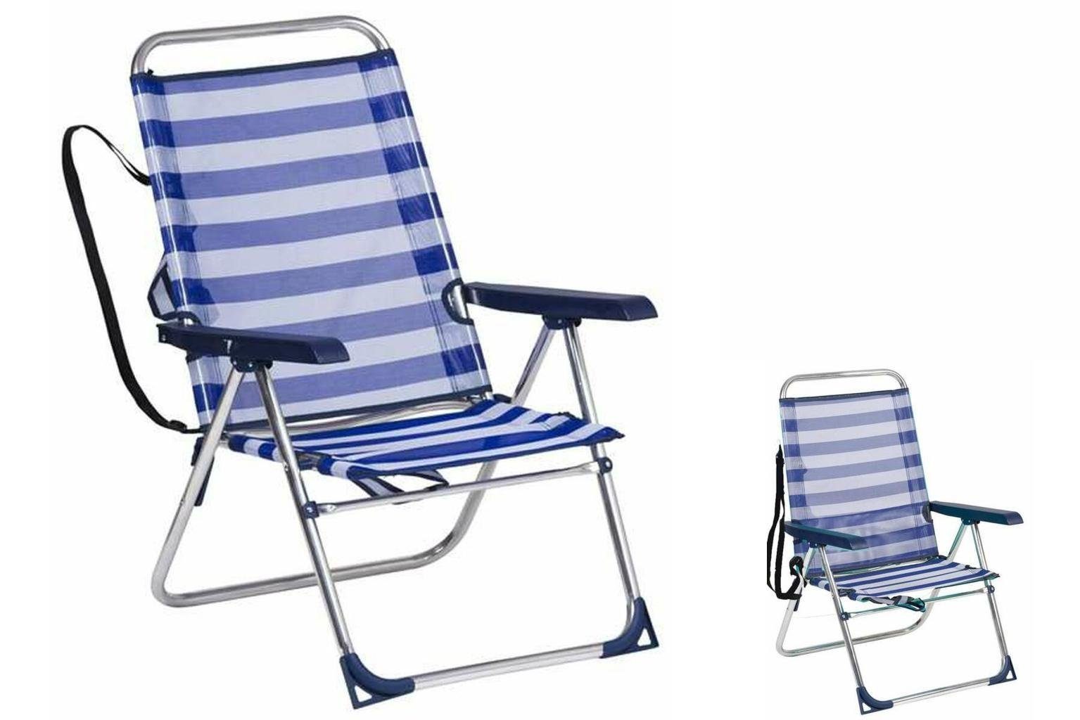 ALCO Campingstuhl Alco Gepolsterte Campingstuhl Aluminium Weiß Marineblau Matrose