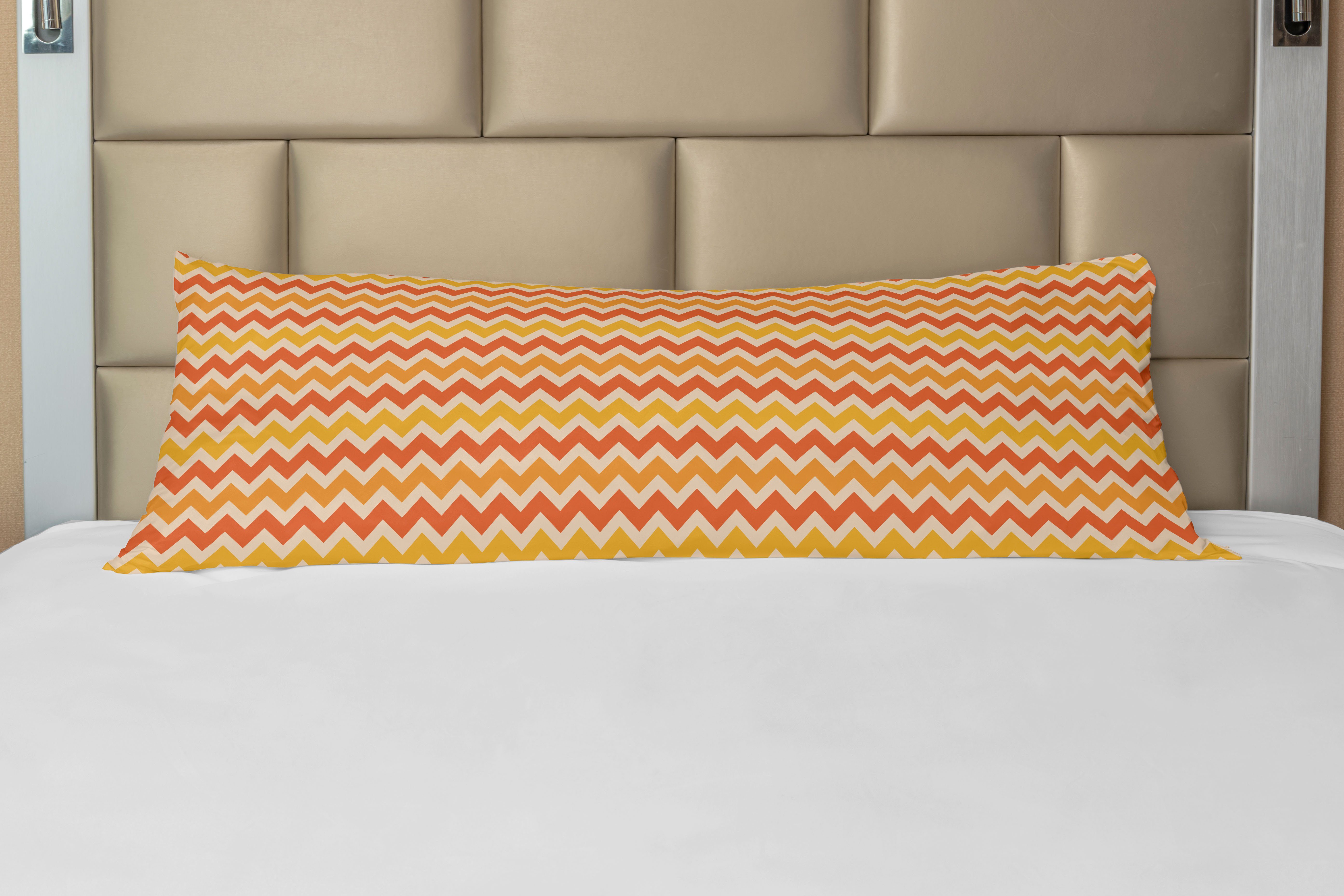 Seitenschläferkissenbezug Deko-Akzent Langer Kissenbezug, Abakuhaus, Orange Wellenförmige Geometrischer Weinlese