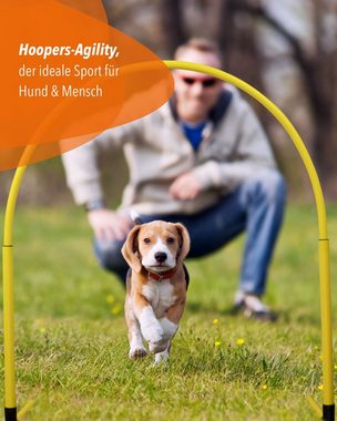 Superhund Agility-Slalom Hoop aus Kunststoff, Orangene Basis mit farbigem Bogen Farbe Orange/Ro, Kunststoff