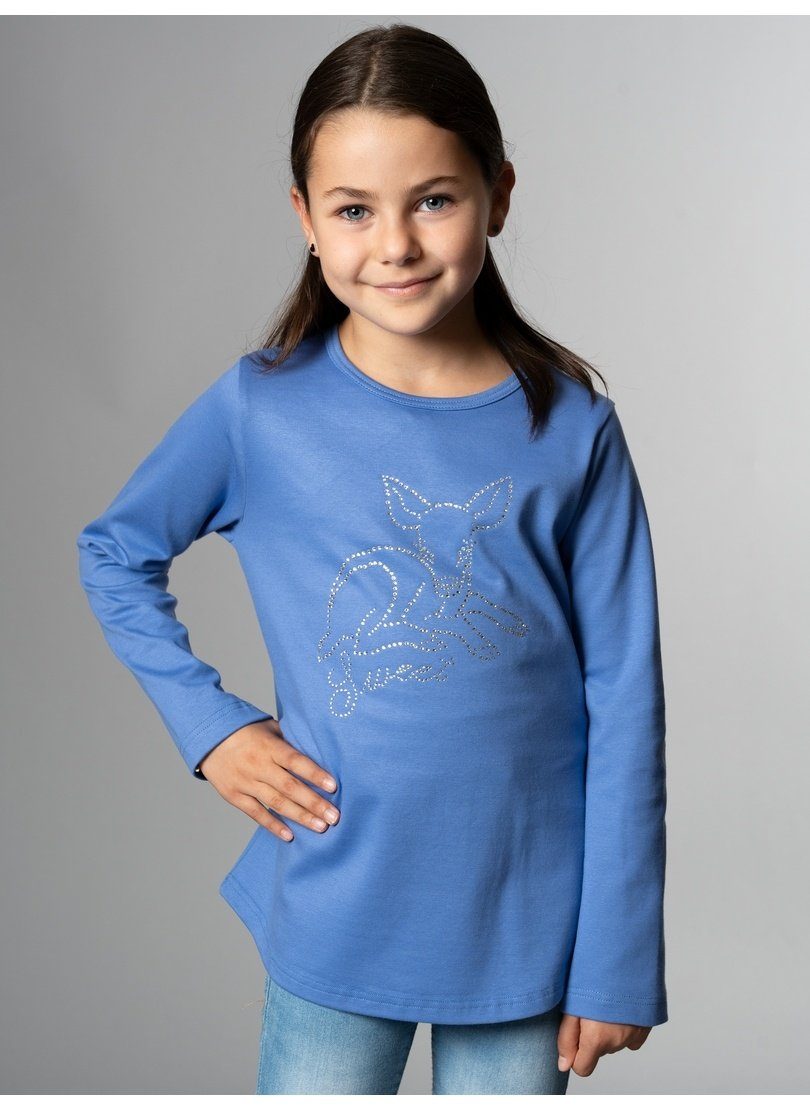 Trigema Sweatshirt TRIGEMA Langarmshirt mit süßem Reh-Glitzer-Print lavendel