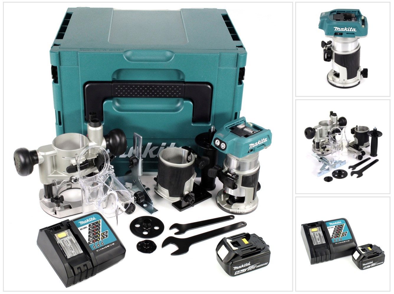 Makita Akku-Multifunktionsfräse DRT 50 RT1J X2 18 V Li-Ion Akku Brushless Multifunktionsfräse