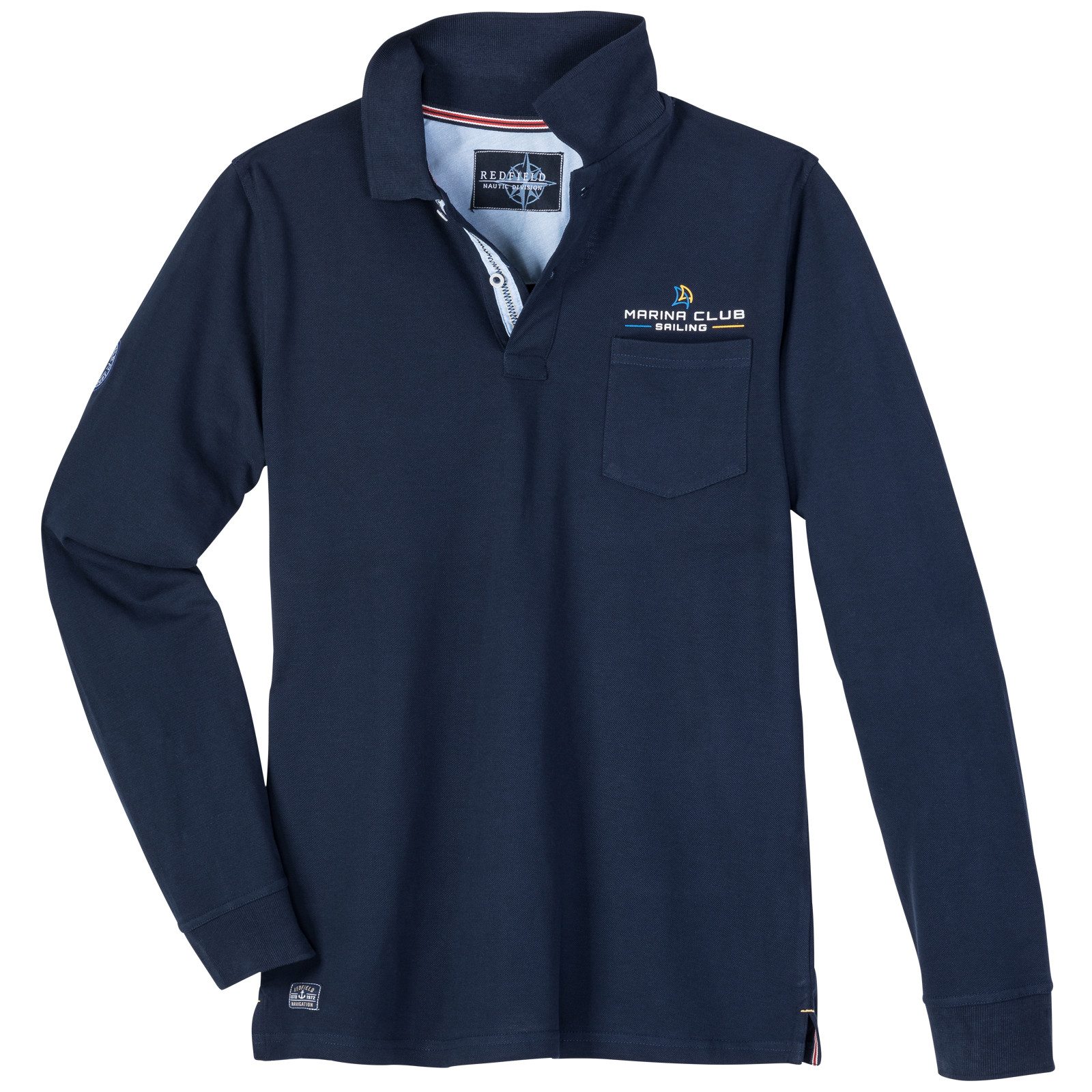 redfield Langarm-Poloshirt Redfield Übergrößen Langarm-Poloshirt navy marit günstig online kaufen