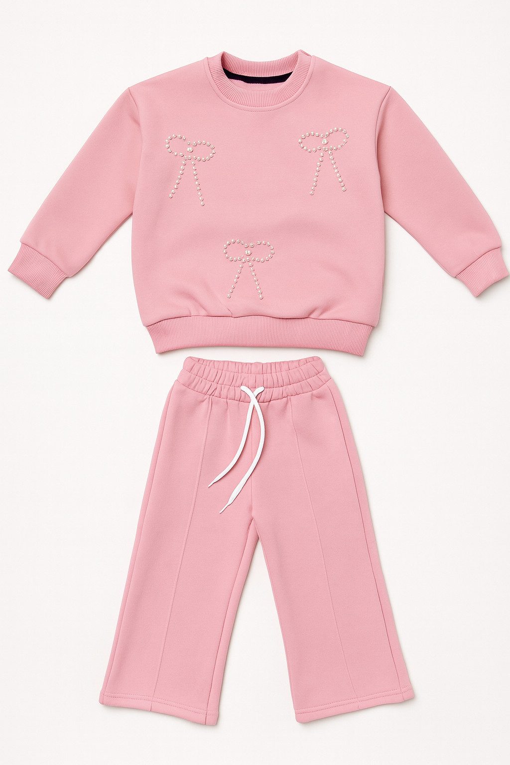 Lorey Medtec Freizeitanzug Mädchen Freizeitanzug, Hausanzug, Sweatanzug, 100% Baumwolle, Rosa (Pullover + Hose)