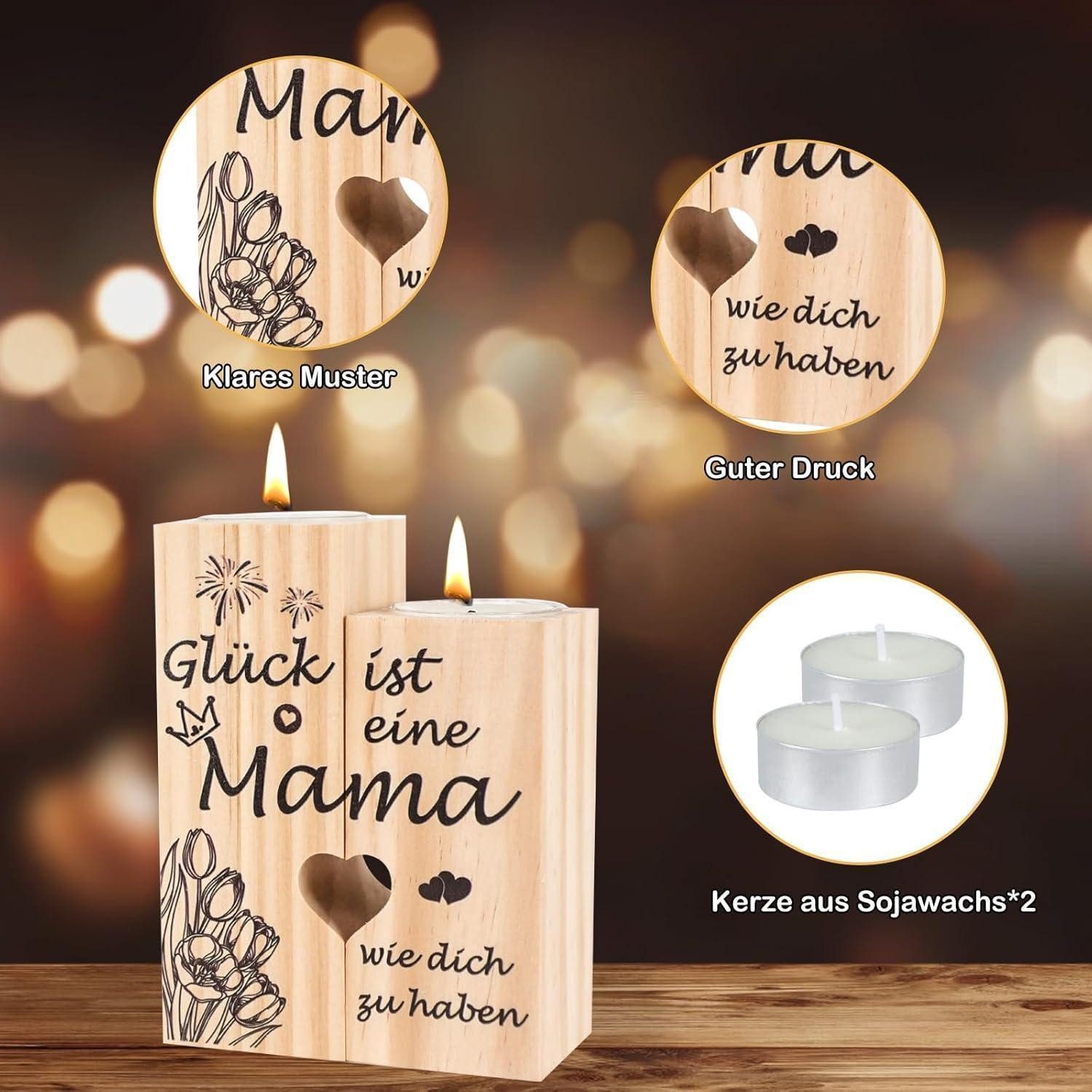 LuxusKollektion Kerzenständer Mama Geschenk Holz Kerzenständer Personalisie günstig online kaufen