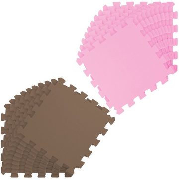 LittleTom Puzzlematte 18 Teile Baby Kinder Puzzlematte ab Null - 30x30cm, pink braune Kindermatte
