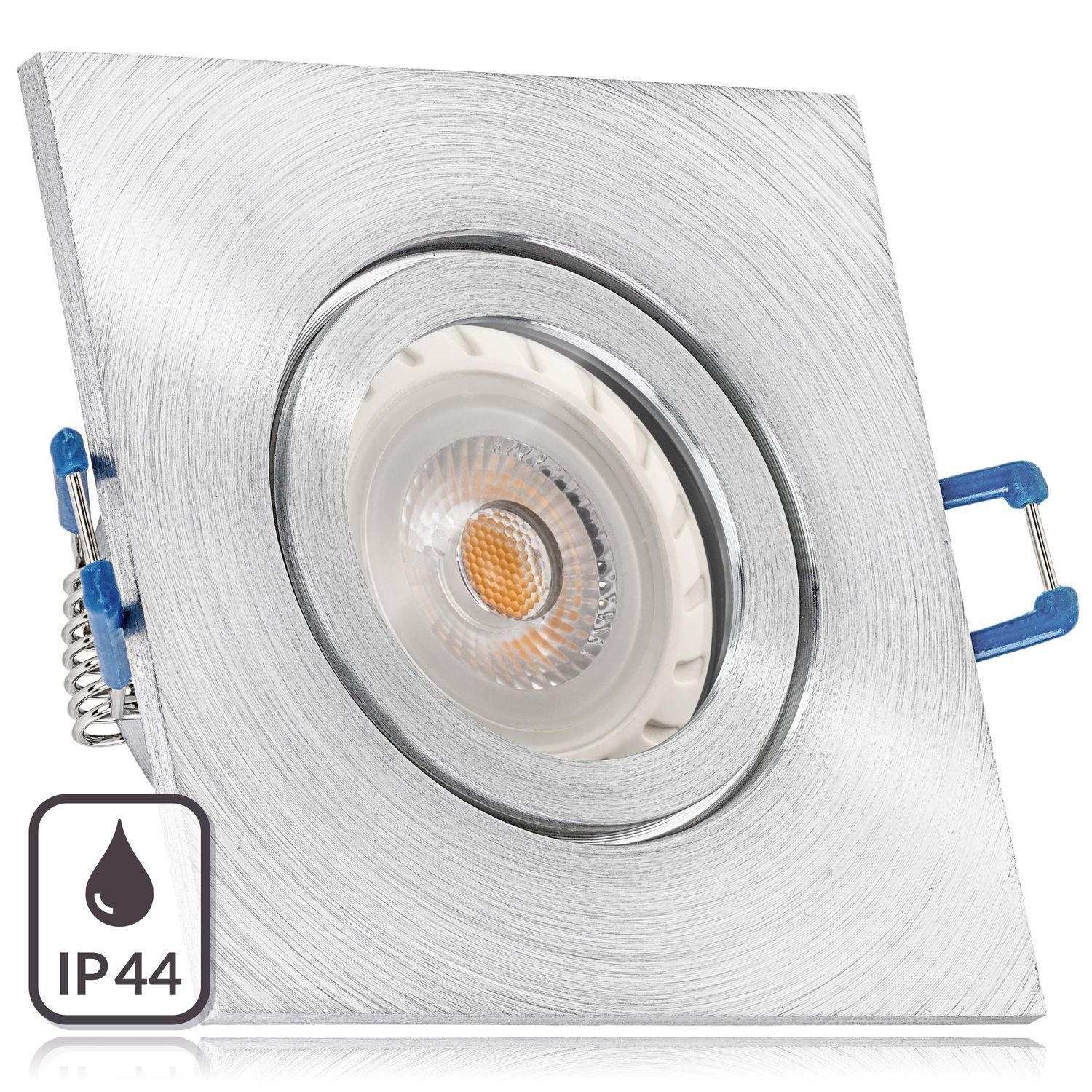 LEDANDO LED Einbaustrahler IP44 LED Einbaustrahler Set Aluminium natur mit LED GU10 Markenstrahle | Strahler