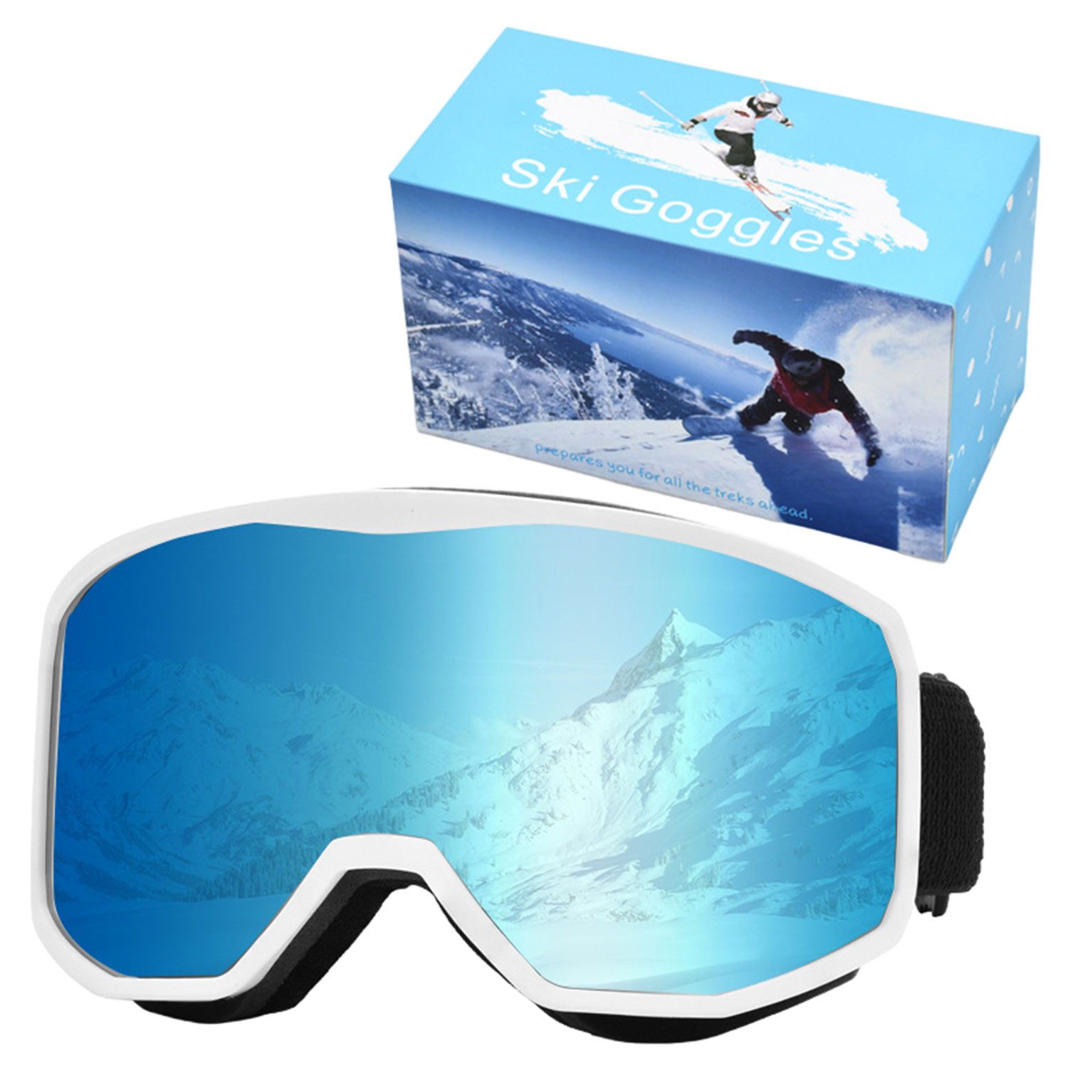 Refttenw Skibrille Outdoor Skibrille,UV-Schutz, Antibeschlag, Verstellbares, OTG-Design