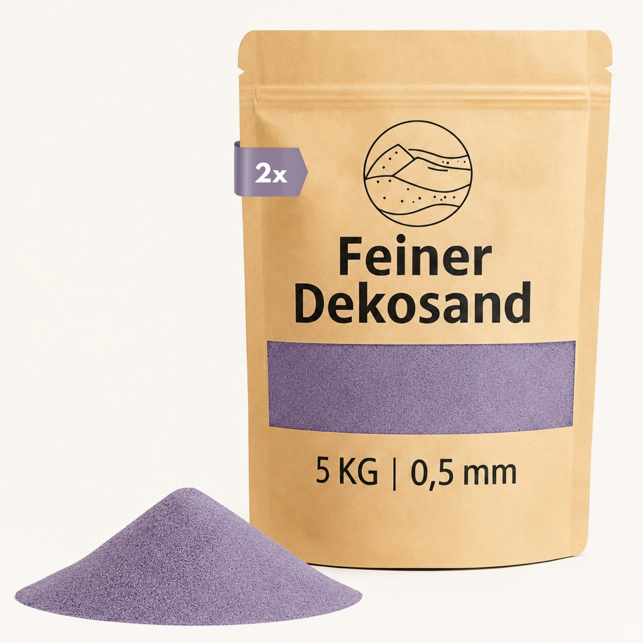 matches21 HOME & HOBBY Dekosand Deko-Sand flieder 10 kg für Vasen, Gläser & Streudeko (1-St), Bunter Farbsand als feiner Deko- & Bastelsand