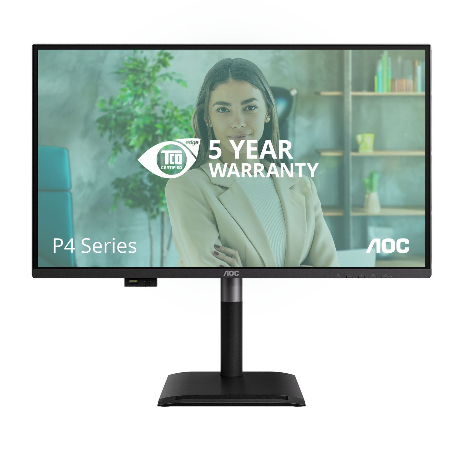 AOC 68,6cm (27) Q27P4U 16:09 2xHDMI+DP+USB Lift black TFT-Monitor (2560 x 1440 px, Wide Quad HD, 1 ms Reaktionszeit, 120 Hz, IPS, Lautsprecher, HDCP, Pivot, Höhenverstellbar)