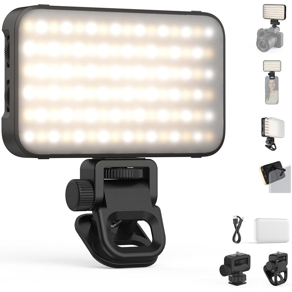 TUWENA Videoleuchte Selfie Licht, Clip-On-Licht mit Soft-Diffusor & integriertem Ständer, Für Computer Webcam, Laptop, Zoom Videokonferenzen, Make up Fotografie