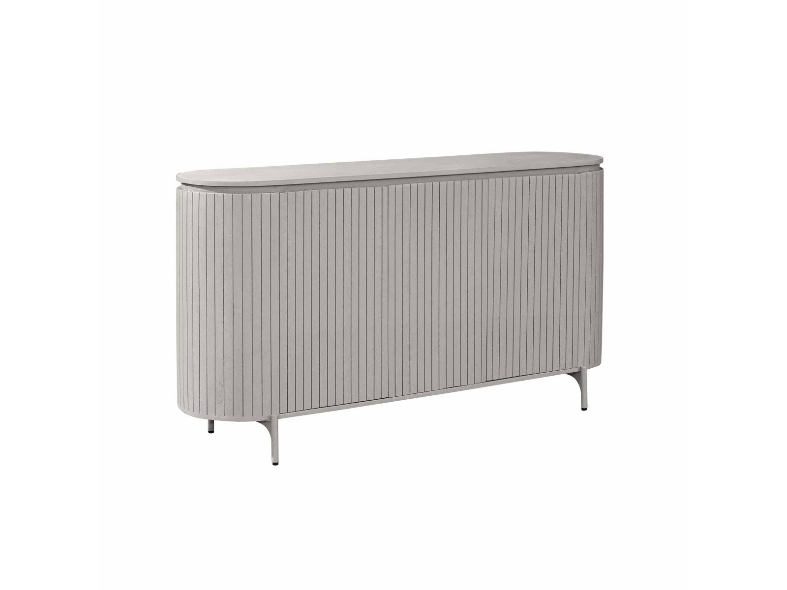 Villa Möbel Sideboard (Packung, 1 St., 1 St. Sideboard), Mangoholz Taupe Lamellenfront, Stauraum und Metallgestell