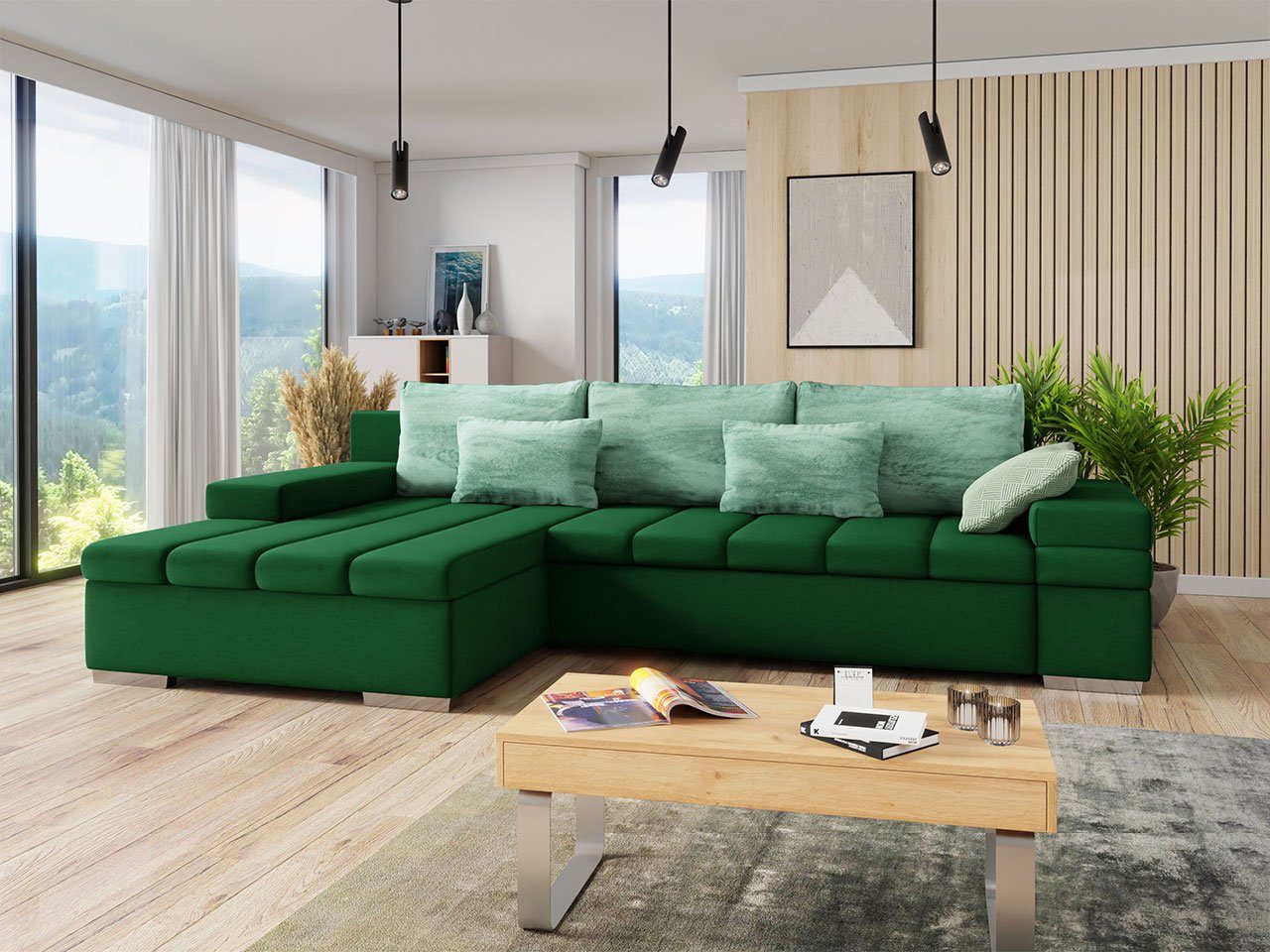 und Schlaffunktion, mit MIRJAN24 Bettkasten Couch Moderne L-Form Bangkok Eckcouch, Ecksofa Premium,