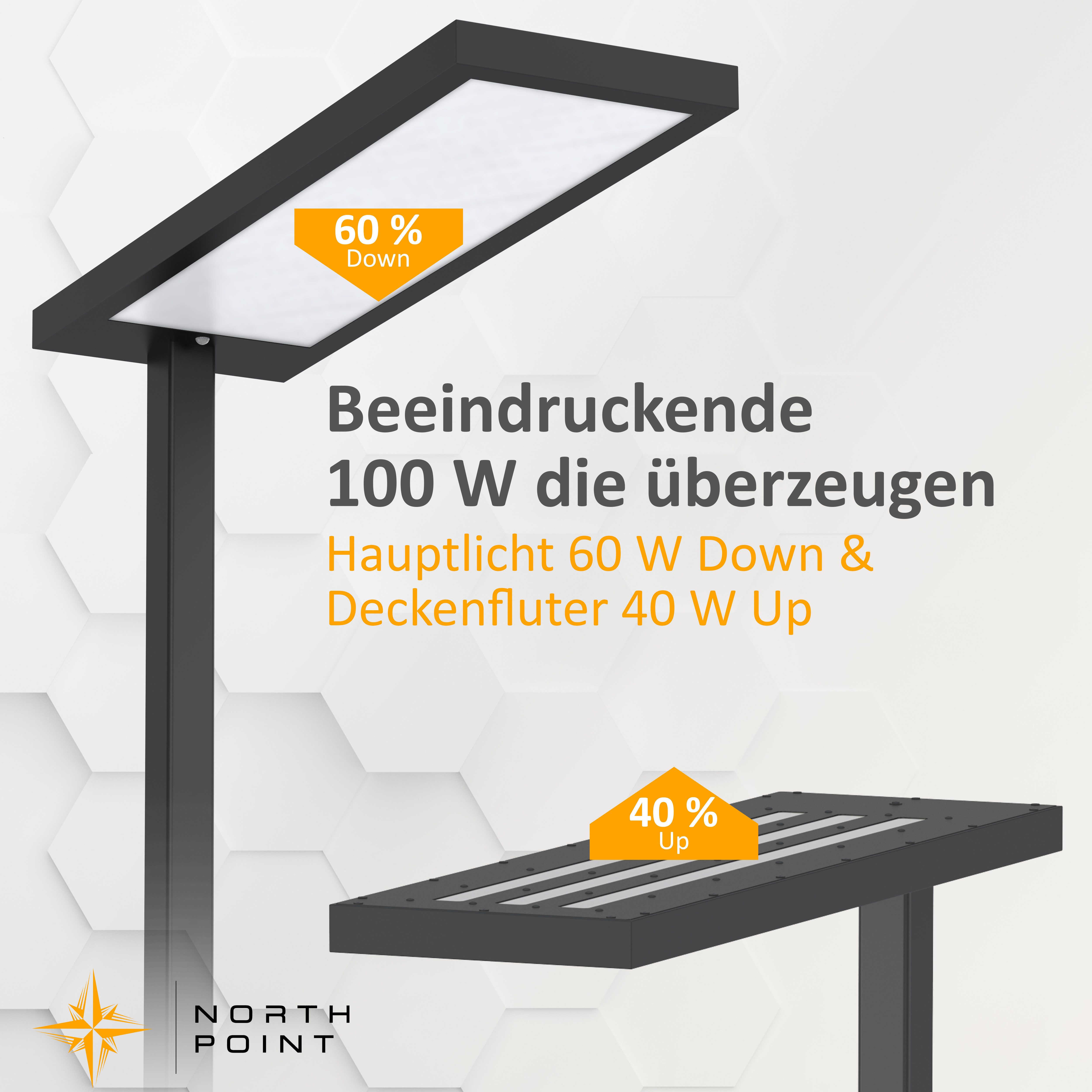 Northpoint LED Stehlampe Bürolampe 100W Bewegungsmelder Tageslichtweiß dimmbar Timer