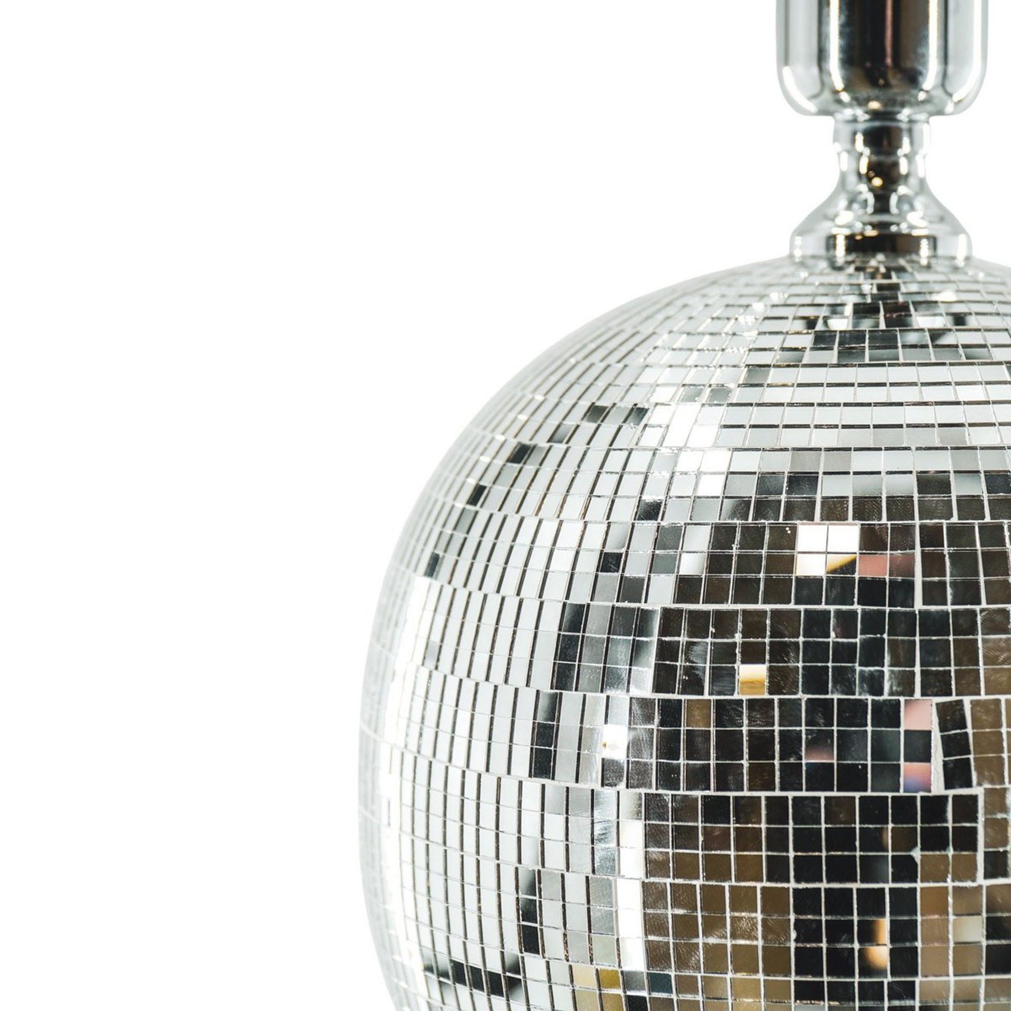 Signature Home Collection Tischleuchte Tischlampe Disco Lampenfuß aus Glas Silber 20x20x20 cm, ohne Leuchtmittel, Lampe in Diskokugel Optik