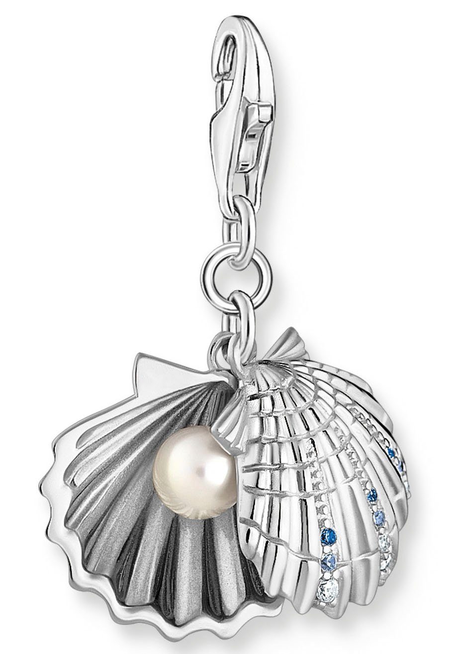THOMAS SABO Charm-Einhänger Muschel-Optik, mit Glas-Keramik Stein - mit Süßwasserzuchtperle