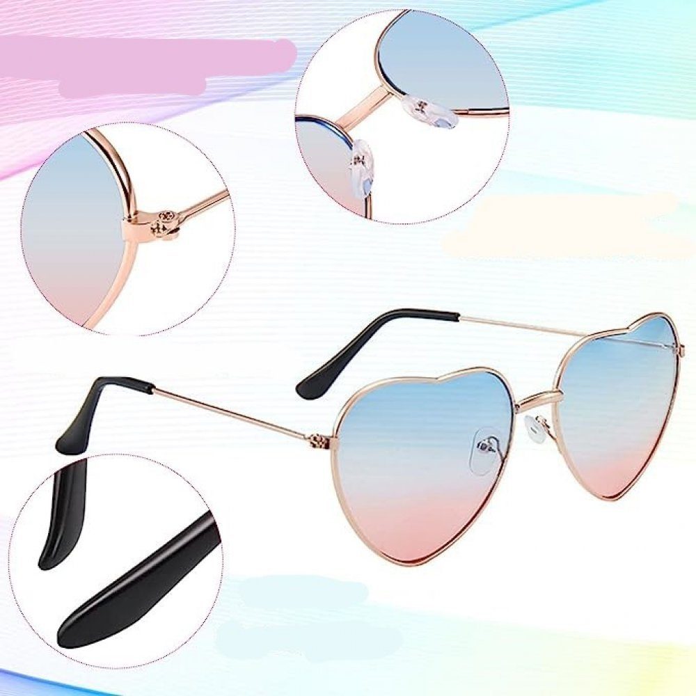 WaKuKa Sonnenbrille 3-teilige Herz-Sonnenbrille Hippie-Stil Damen (3-St) für für Musikparty im