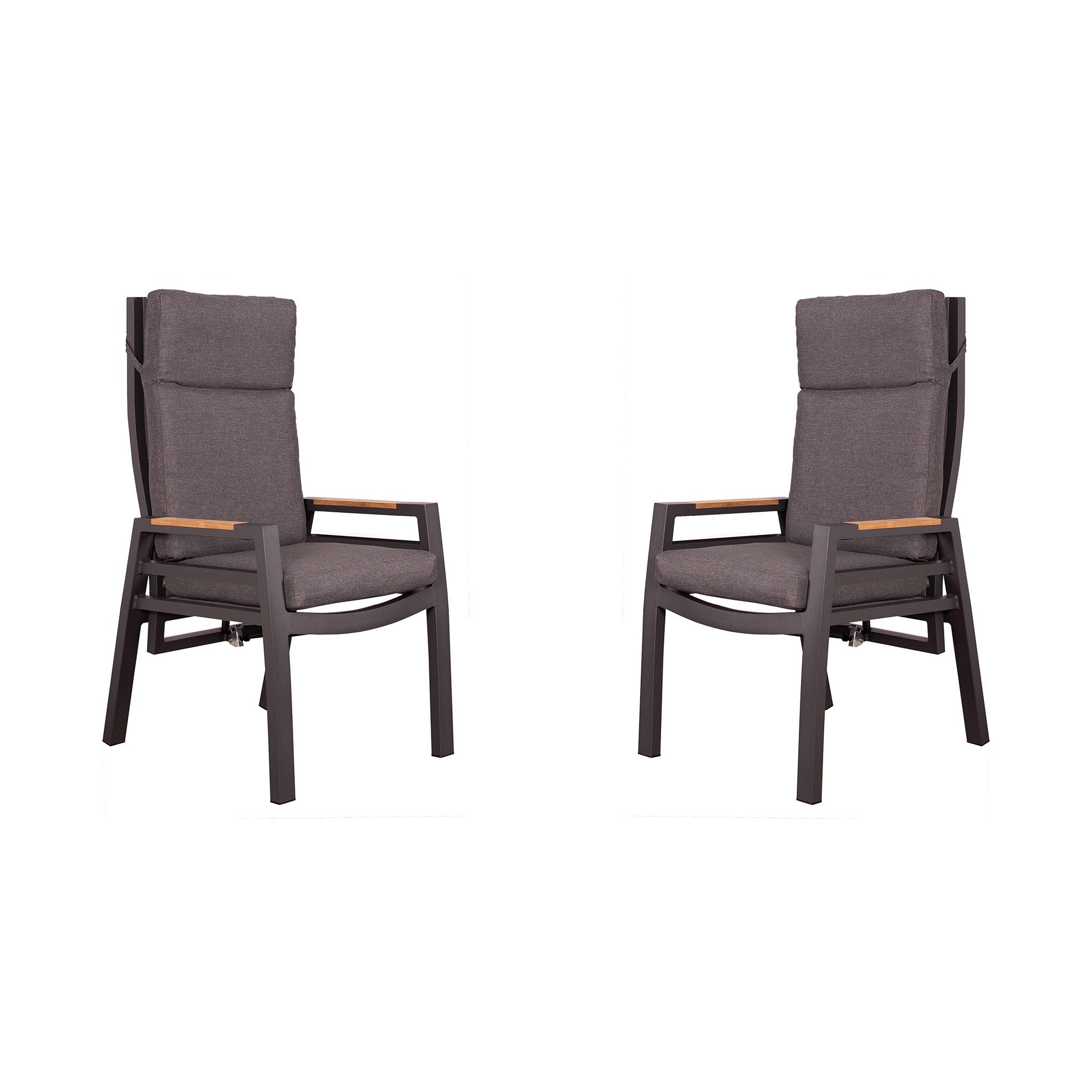 bene living Relaxsessel Relaxsessel Sevilla - uni anthrazit - mit Gasdruckfeder (2-St., 2er Set Relaxsessel Sevilla), stufenlos verstellbar - inkl. Kissen - stabiler Alurahmen