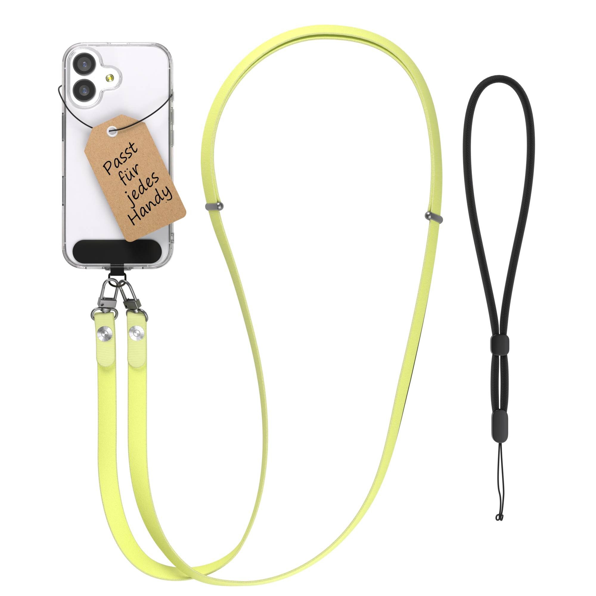 EAZY CASE Handykette Universal für alle Smartphones - modisch & funktional, Gelbes Handyband mit Einlegepad, Magnetverschluss und 1–1,90 m