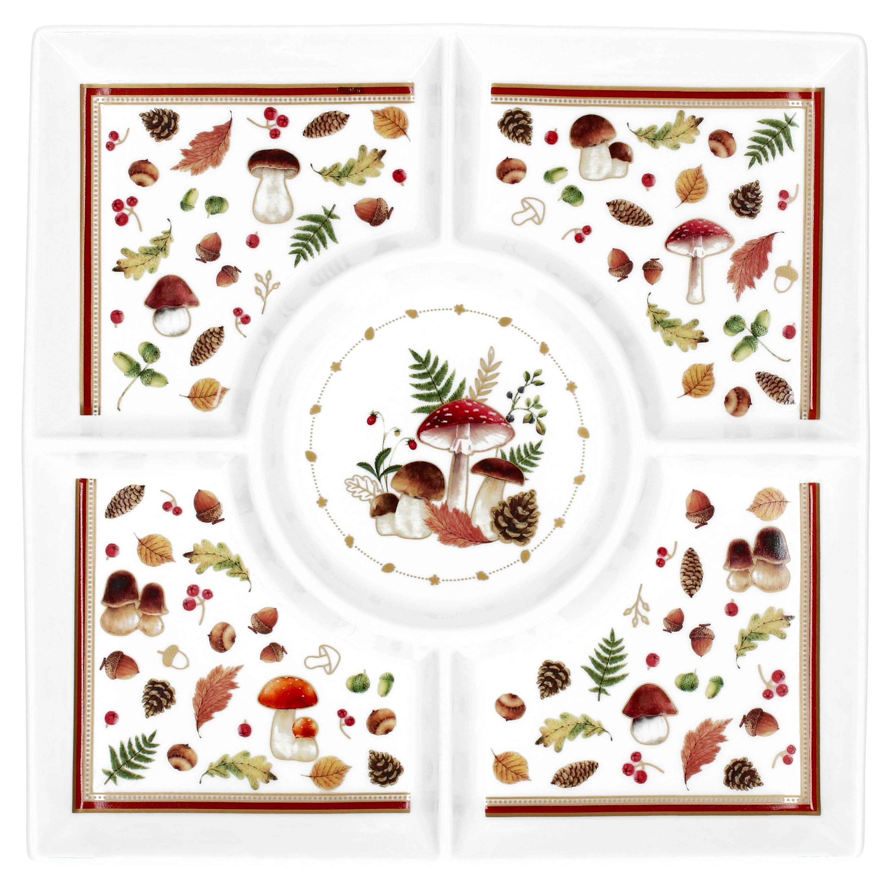 MamboCat Servierplatte Autumn Breeze Servierplatte 25x25cm Snack Dip Tapas Herbst Porzellan, Porzellan
