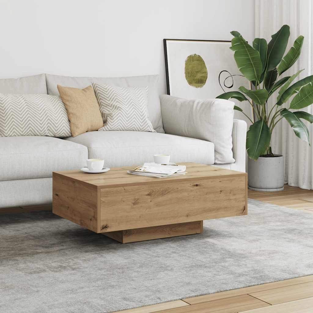 furnicato Couchtisch Moderner 85x55x31 cm in Artisan-Eiche mit Holzwerkstoff (1-St), Stabiler Sofatisch mit Metallbeinen und viel Stauraum fürs Wohnzimmer – Bild 3 von 5