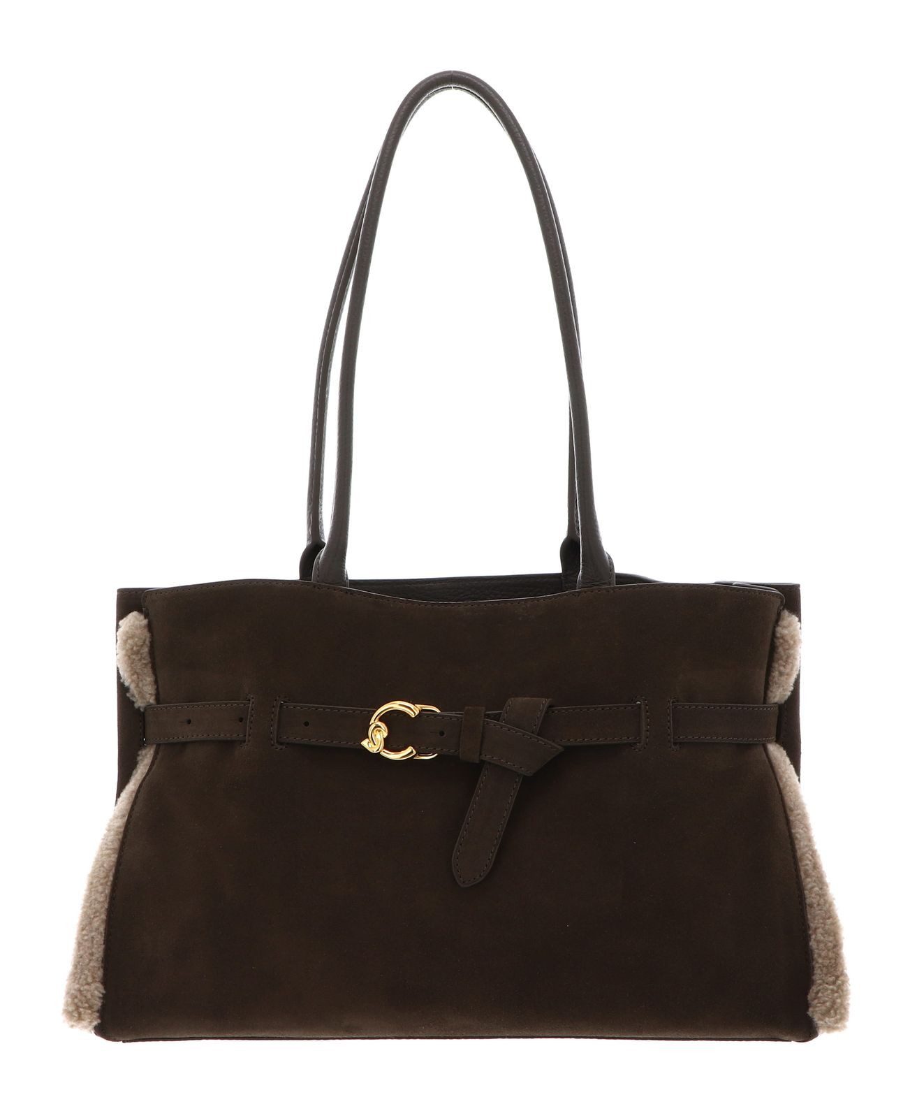 COCCINELLE Handtasche Handbag Suede Le. / Eco Fur / Gra. Le, aus echtem Rindsleder