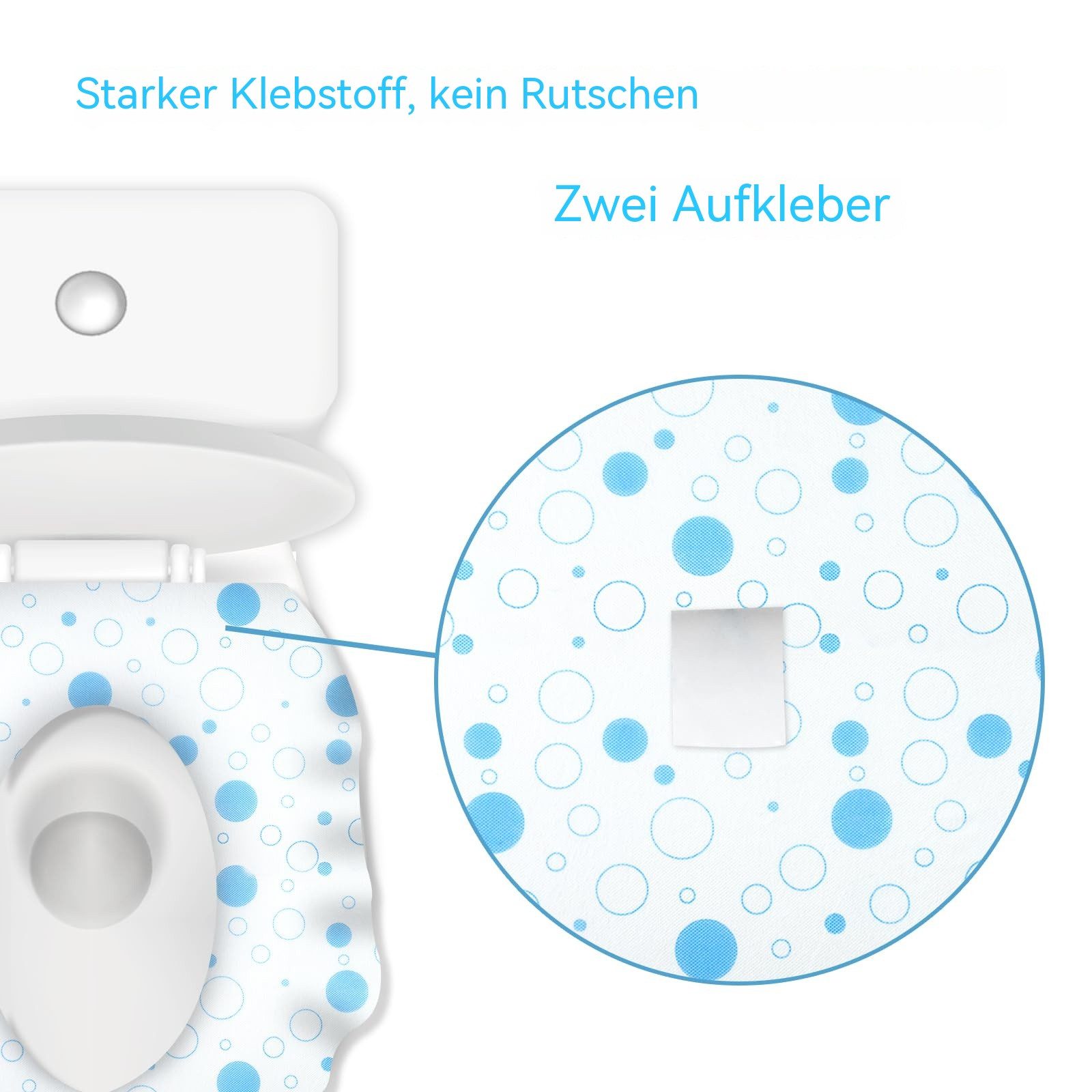 Diwzbyn WC-Deckelbezug Einweg Toilettensitzbezug, spülbare WC Toilettenauflage für Unterwegs, Vliesstoff, 10PCS, Universal Rutschfester Wasserdichter Und Antiba – Bild 2 von 5