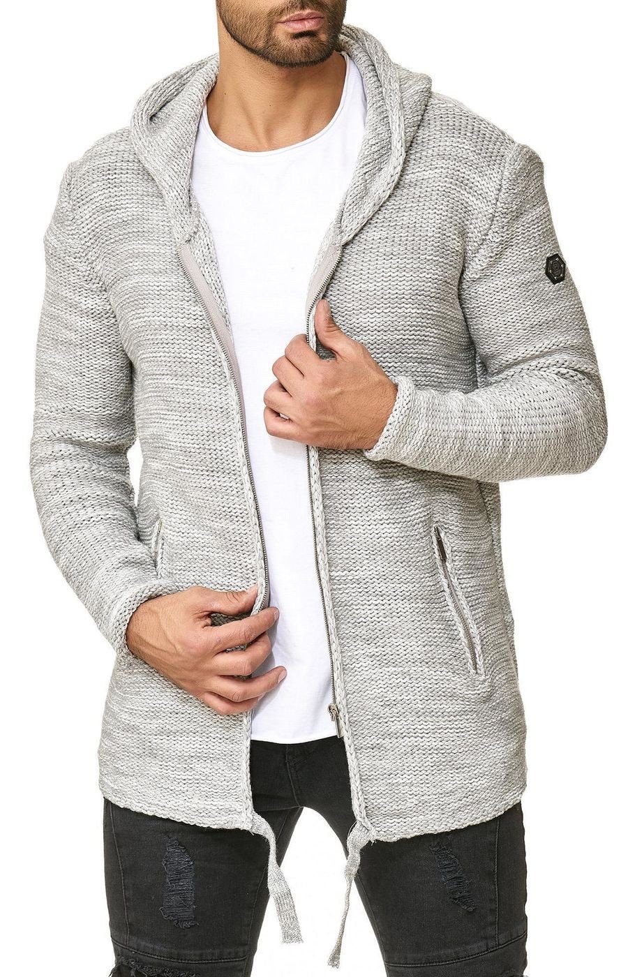 RedBridge Strickjacke Cleveland mit Seitentaschen grau