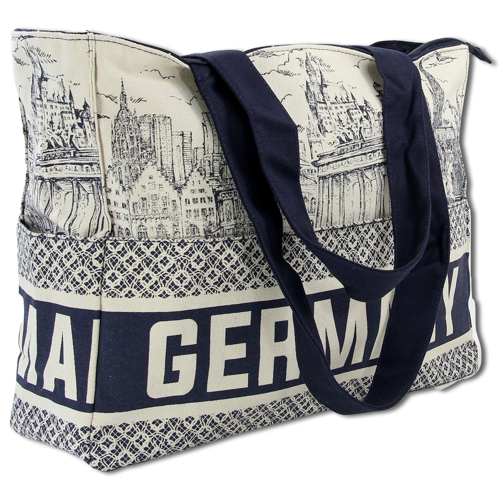 Robin Ruth Schultertasche Robin Ruth Schultertasche Baumwolle (Schultertasche), Damen, Jugend Schultertasche Baumwolle,navy, beige ca. 36cm x ca. 28cm