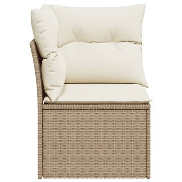 vidaXL Loungesofa Garten-Ecksofa mit Kissen Beige Poly Rattan