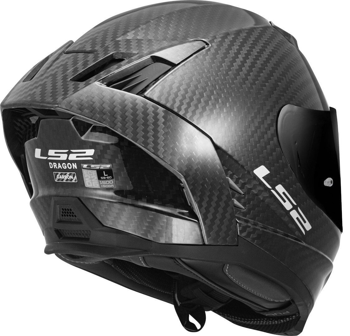 LS2 Motorradhelm FF807 Dragon Carbon Helm, vorbereitet für Kommunikationssystem,Notfallsystem-Polsterung (EQ