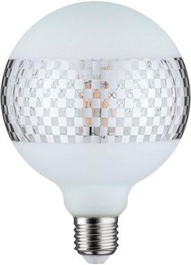 Paulmann LED-Leuchtmittel Globe 125mm Ringspiegel silberfarben glanz kariert, E27, 1 St., Warmweiß