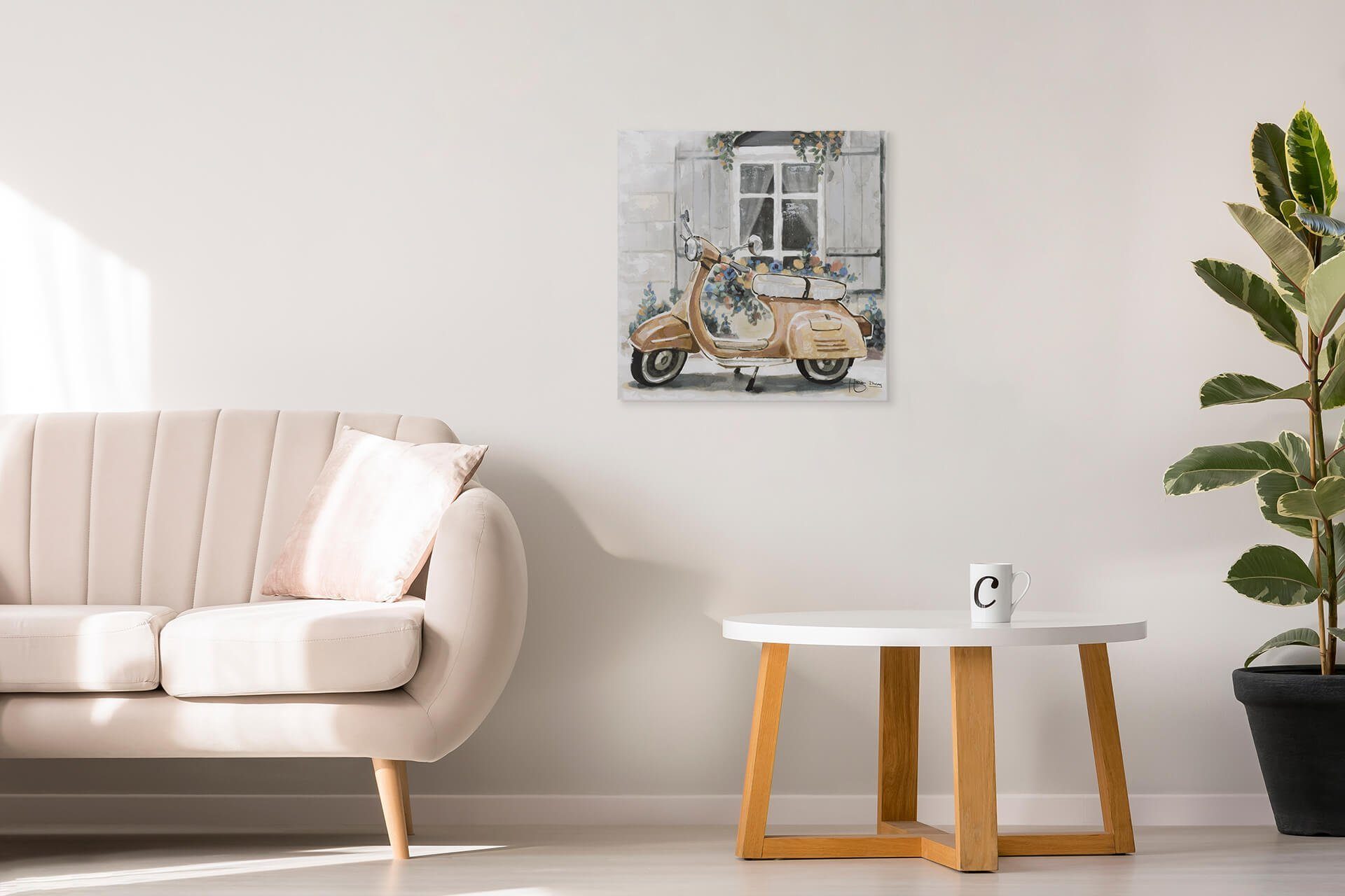 KUNSTLOFT Italien HANDGEMALT Leinwandbild Sommer cm, 60x60 in 100% Wandbild Gemälde Wohnzimmer