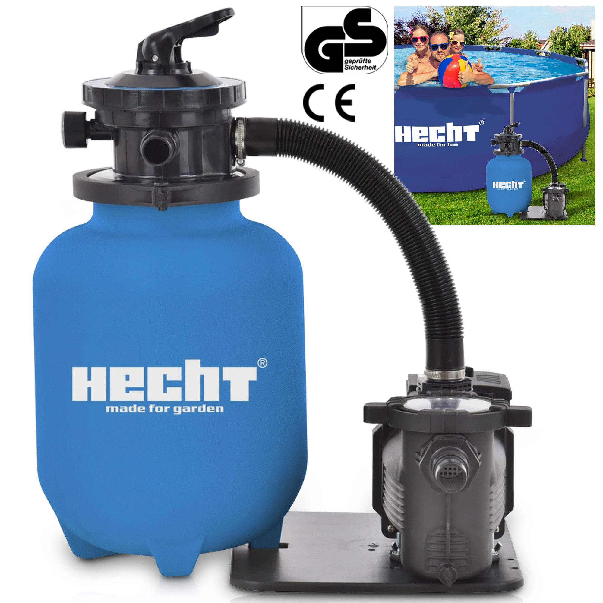 Hecht Sandfilteranlage 7 m³/h Fördermenge, 450W, 20kg Kapazität, 7-Wege Ven günstig online kaufen