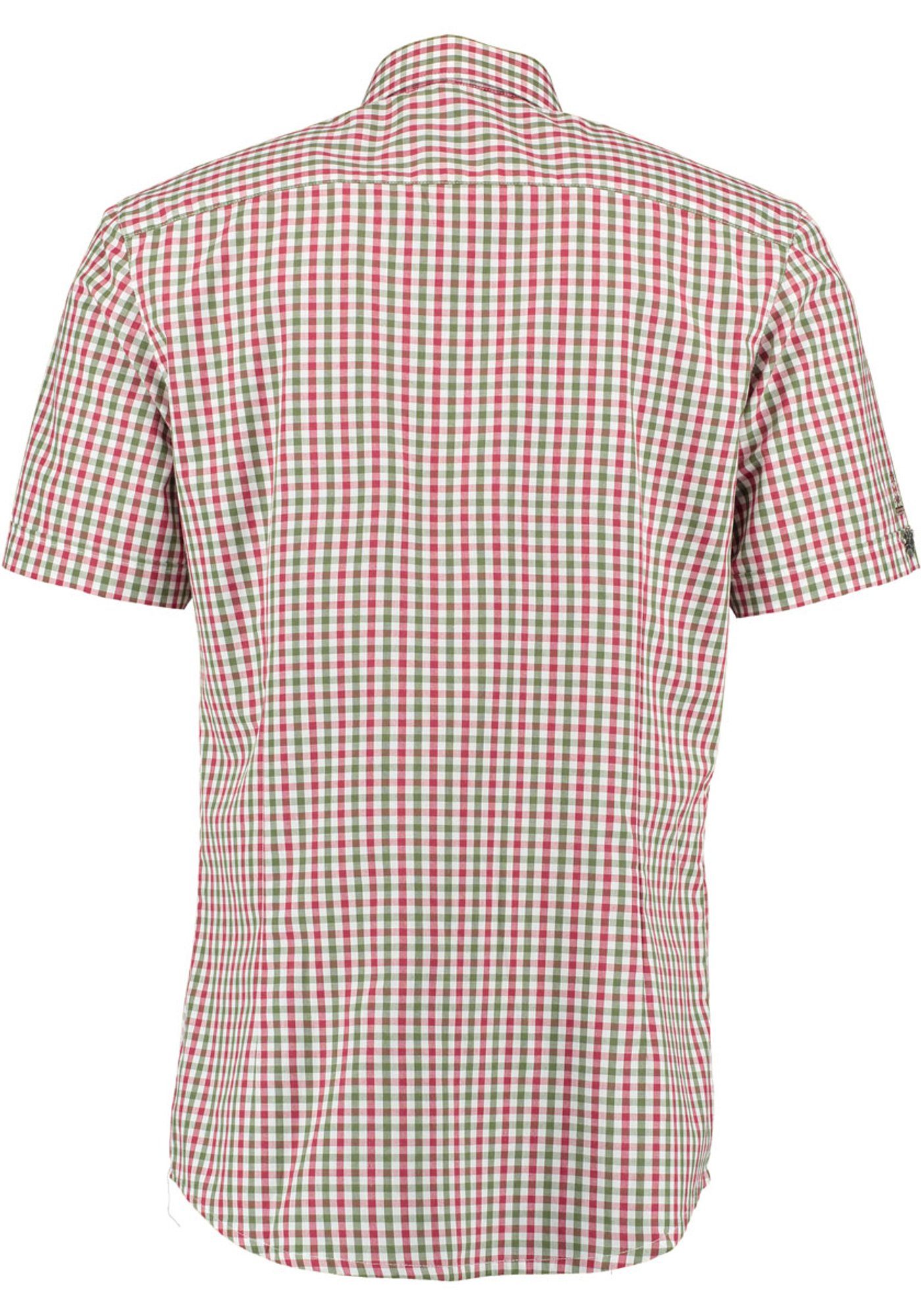OS-Trachten Trachtenhemd Bleri Kurzarmhemd khaki/schlamm Herren mit Paspeltasche