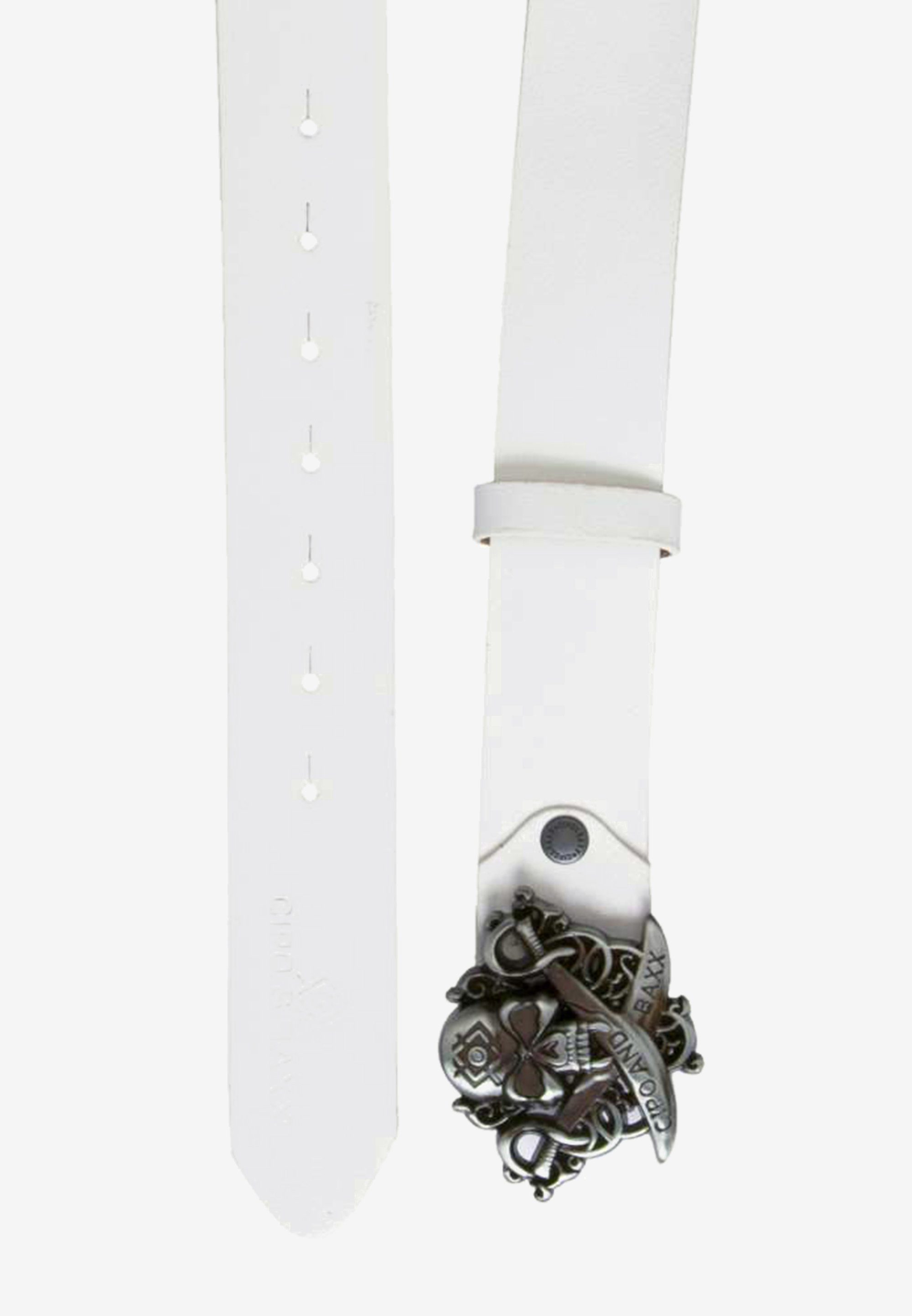 Cipo & Baxx Ledergürtel mit weiß Totenkopfschnalle cooler
