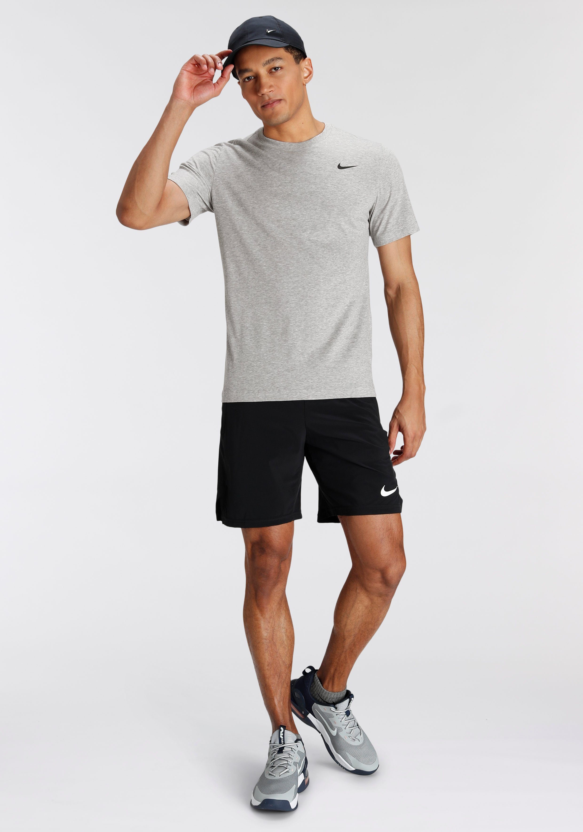 DRI-FIT FITNESS Nike GREY T-SHIRT DK HEATHER/BLACK Trainingsshirt MEN'S