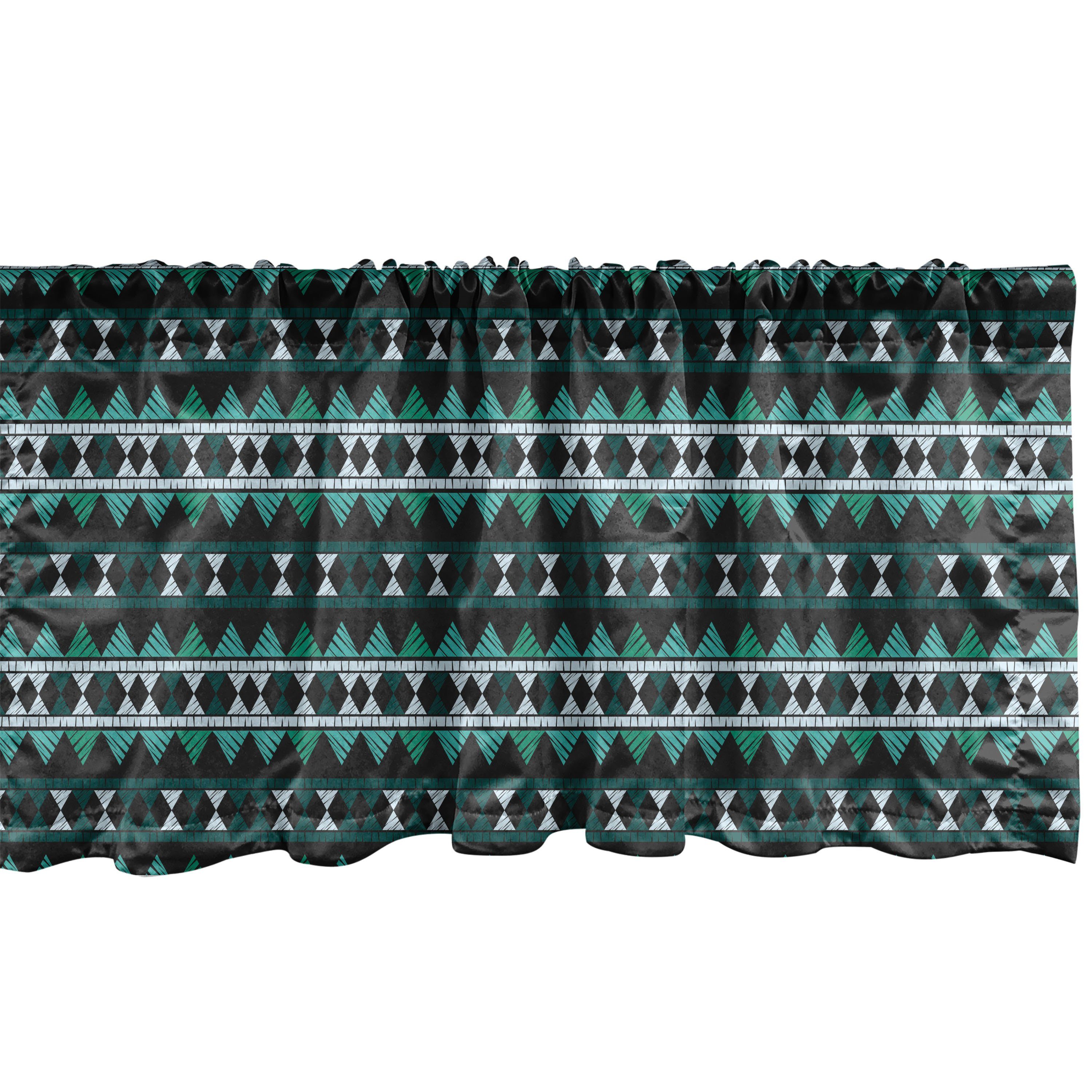 Scheibengardine Vorhang Volant für Küche Schlafzimmer Dekor mit Stangentasche, Abakuhaus, Microfaser, Aztekisch Patchworked Blick Triangles