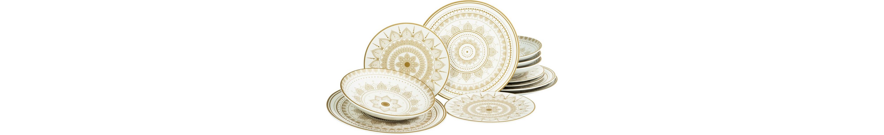 CreaTable TellerSet »Mandala« (12tlg), Steinzeug, seidenmatte Glasur