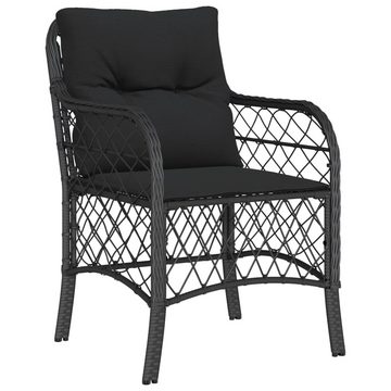 vidaXL Garten-Essgruppe 7-tlg. Garten-Essgruppe mit Kissen Schwarz Poly Rattan, (7-tlg)