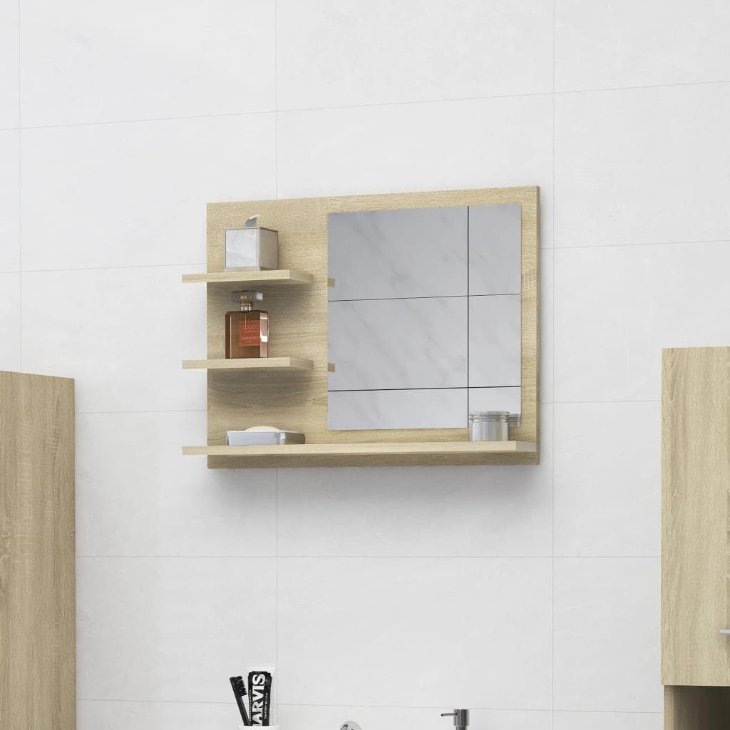 (1-St) Sonoma-Eiche Sonoma 60x10,5x45 Eiche cm Badspiegel Holzwerkstoff vidaXL Badezimmerspiegelschrank