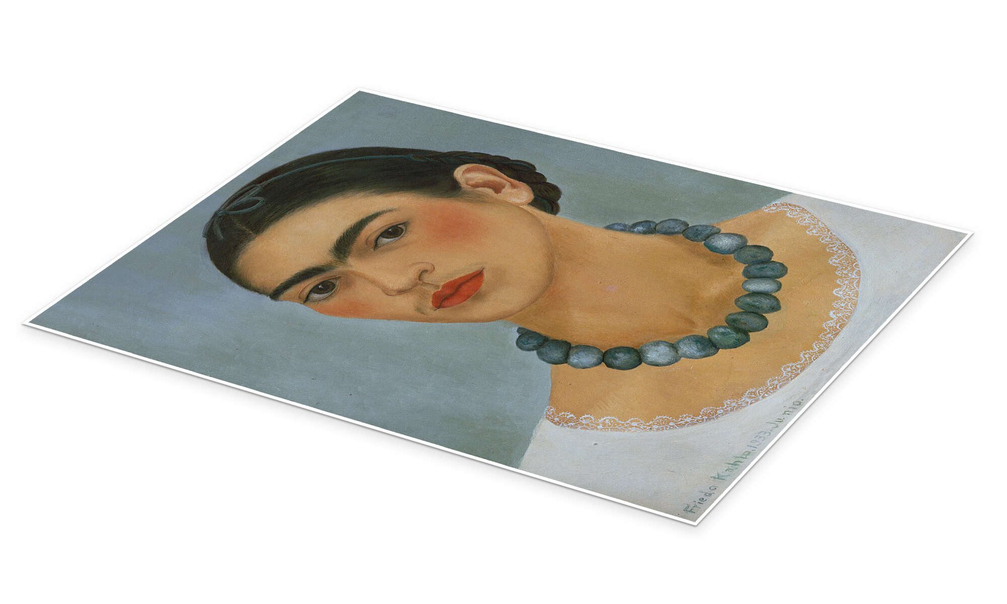 Posterlounge Wandbild Selbstbildnis mit Halskette, 1933, Frida Kahlo, erhältlich als Poster, Leinwandbild, Wandsticker oder Acrylglasbild